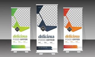 Food-Rollup-Banner und Designvorlage für köstliche Speisekarten vektor