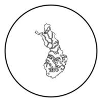 Karte von Finnland Symbol Umriss schwarzer Farbvektor im Kreis rundes Bild im flachen Stil vektor