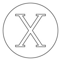 Chi griechisches Symbol Großbuchstabe Großbuchstaben Schriftsymbol im Kreis runder Umriss schwarze Farbe Vektor Illustration Flat Style Image