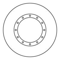 gummipackning med hål genomföring tätning läckage o-ring håll ikon i cirkel rund svart färg vektorillustration solid kontur stilbild vektor
