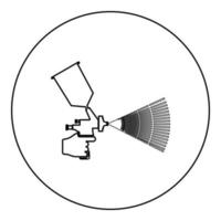 Malwerkzeug in der Hand Symbol im Kreis rund schwarz Farbe Vektor Illustration Bild Umriss Konturlinie dünnen Stil