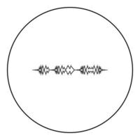 Soundtrack-Pulsmusik-Player Audiowellen-Equalizer-Element schwebendes Schallwellensymbol schwarze Farbe im runden Kreis vektor