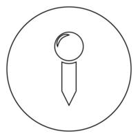 Push-Pin-Marker Kartenzeiger Reißzwecke Sekretärin Zubehör Bürosymbol im Kreis runder Umriss schwarze Farbe Vektor-illustration Flat Style Image vektor