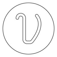 Upsilon griechisches Symbol kleiner Buchstabe Kleinbuchstaben Schriftsymbol im Kreis runder Umriss schwarze Farbe Vektor Illustration Flat Style Image