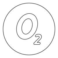 Sauerstoff chemische Formel o2 Luft Symbol im Kreis rund schwarz Farbe Vektor Illustration solide Umriss Stil Bild