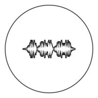 Schallwelle Audio digitaler Equalizer Technologie oszillierendes Musiksymbol im Kreis rund schwarz Farbe Vektor Illustration Bild Umriss Konturlinie dünnen Stil