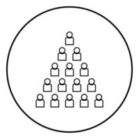 Menschen Pyramide Symbol schwarze Farbe im Kreis rund vektor