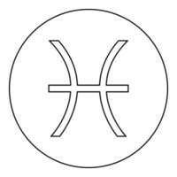 fiskarna symbol stjärntecken ikonen svart färg i rund cirkel vektor