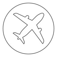 Flugzeugsymbol schwarze Farbe im runden Kreis vektor