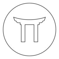chinesisches tor symbol schwarze farbe im runden kreis vektor
