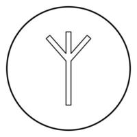 algiz elgiz rune elch schilf verteidigung symbol symbol umriß schwarz farbe vektor im kreis runde illustration flache stilbild