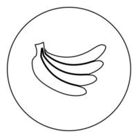 Bündel Bananen Symbol im Kreis rund schwarz Farbe Vektor Illustration Bild Umriss Konturlinie dünnen Stil