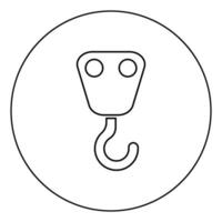 Kranhaken für Hebelasten industriell mit Frachtkonzept-Symbol im flachen Stilbild des Kreises runder Umriss schwarze Farbvektorillustration vektor