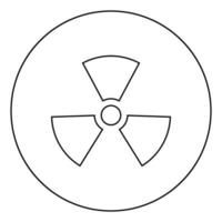 Radioaktivitätssymbol nukleares Zeichensymbol im Kreis runder Umriss schwarze Farbvektorillustration flaches Bild vektor