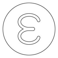 Epsilon griechisches Symbol kleiner Buchstabe Kleinbuchstaben Schriftsymbol im Kreis runder Umriss schwarze Farbe Vektor Illustration flaches Bild