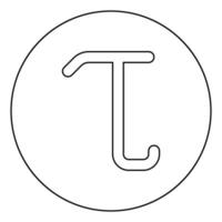 Tau griechisches Symbol kleiner Buchstabe Kleinbuchstaben Schriftsymbol im Kreis runder Umriss schwarze Farbe Vektor Illustration flaches Bild