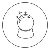 Kristallkugel Glaskugel spirutual Konzept magische Kristallkugel Symbol im Kreis runde Kontur schwarz Farbe Vektor Illustration flachen Stil Bild