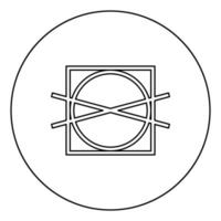 förbjuden torkning och snurra kläder vårdsymboler tvättkoncept tvätt tecken ikon i cirkel rund kontur svart färg vektorillustration platt stilbild vektor
