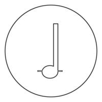 Note to Quarter Symbol im Kreis runder Umriss schwarze Farbe Vektor Illustration Flat Style Image