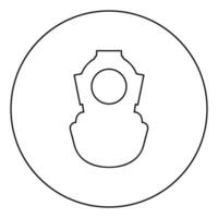 Taucherhelm Unterwasser Scuba Vintage Konzept Wasser Freizeit im alten Stil Symbol im Kreis runde Kontur schwarz Farbe Vektor Illustration flachen Stil Bild