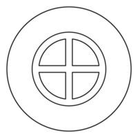 kors rund cirkel på bröd konceptdelar kropp kristus oändlighetstecken i religiös ikon i cirkel rund kontur svart färg vektorillustration platt stilbild vektor