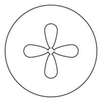 Blütenblatt Kreuz Kreuz Monogramm religiöses Kreuz Symbol im Kreis runden Umriss schwarz Farbe Vektor Illustration flachen Stil Bild