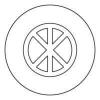Kreuz runden Kreis auf Brot Konzept Teile Körper Christus Unendlichkeit anmelden religiöse Ikone im Kreis runden Umriss schwarz Farbe Vektor Illustration flachen Stil Bild