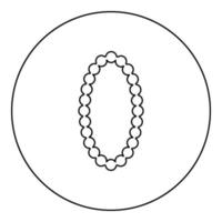 Halskette Perlenschmuck mit Perle Bijouterie Schmuck Symbol im Kreis rund schwarz Farbe Vektor Illustration solide Umriss Stil Bild