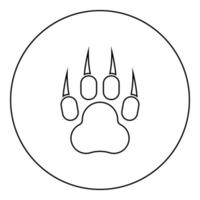 print tass vilda djur med klo spår fotavtryck rovdjur tassavtryck ikon i cirkel rund svart färg vektor illustration solid kontur stil bild