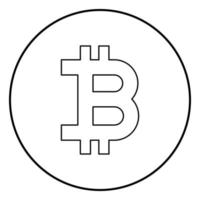 Bitcoin ikon svart färg i cirkel rund vektor