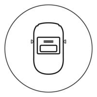 Schweißmaske Schweißer Gesichtsschutz individuelles Schutzsymbol im Kreis runder Umriss schwarze Farbvektorillustration flaches Stilbild vektor