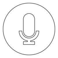 mikrofonikonen i cirkel rund svart färg vektor illustration bild kontur kontur linje tunn stil