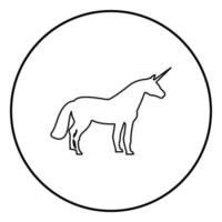 Einhorn-Symbol schwarze Farbe im Kreis rund vektor