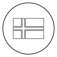 norges flagga ikonen kontur svart färg vektor i cirkel rund illustration platt stil bild