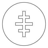 Überqueren Sie das Symbol der päpstlichen römischen Kirche im Kreis runder Umriss schwarze Farbvektorillustration flaches Bild vektor
