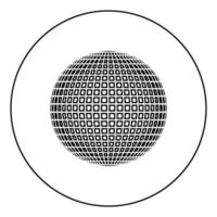 Disco-Kugel Disco-Party-Konzept Ball-Welt-Konzept-Web-Idee-Symbol im Kreis runden Umriss schwarz Farbe Vektor-illustration Flat Style Image
