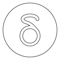 delta grekisk symbol liten bokstav gemener teckensnitt ikon i cirkel rund kontur svart färg vektor illustration platt stil bild
