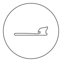 Zahnbürste mit Pasta Zahnpasta Konzept der Zahnmedizin Symbol im Kreis rund schwarz Farbe Vektor Illustration Bild Umriss Konturlinie dünnen Stil