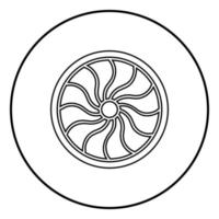 viking sköld ikonen kontur svart färg vektor i cirkel rund illustration platt stil bild