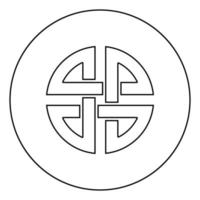knut sköld symbol för skydd antika symbolikonen i cirkel rund kontur svart färg vektorillustration platt stilbild vektor