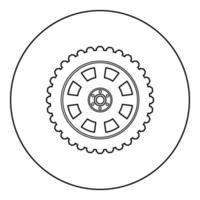 Auto-Rad-Reifen-Symbol im Kreis rund schwarz Farbe Vektor Illustration solide Umriss Stil Bild
