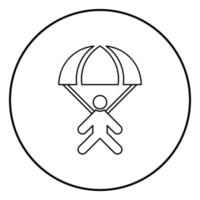 Fallschirmspringer Symbol Farbe schwarz im Kreis rund vektor