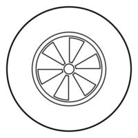 Wikinger-Schild-Symbol Umriss schwarzer Farbvektor im Kreis rundes Bild im flachen Stil vektor