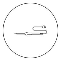 elektrisk lödkolv för radio reparationsarbete ikon i cirkel rund kontur svart färg vektor illustration platt stil bild