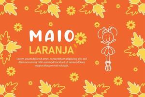 mot övergrepp och utnyttjande av barn och ungdomar, visa affischen maio laranja. vektor