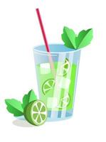 Mojito-Cocktail mit Limette und Minze. Vektor-Illustration. vektor