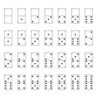 handgezeichnetes Domino-Set bestehend aus 28 Knöcheln. Spiel ist Sport und Unterhaltung. Skizze. Doodle-Stil. Vektor-Illustration vektor