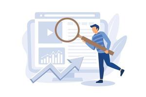 Konzept des Keyword-Rankings, Keyword-Analyse, SEO-Keyword-Optimierung - Vektorillustration mit Symbolen auf isoliertem Hintergrund vektor