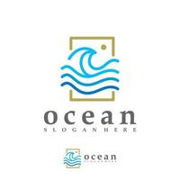 ocean wave logotyp vektor mall, kreativa vatten våg logotyp designkoncept