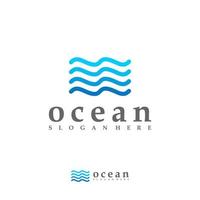 Ozeanwellen-Logo-Vektorvorlage, kreative Wasserwellen-Logo-Designkonzepte vektor